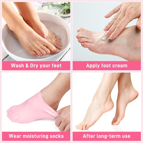 🦶 Silicone Foot Mask Covers – Reusable Softening & Exfoliating Cracked Heels Care | Light Beige Daily Foot Spa