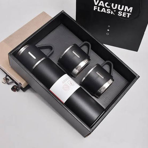 500ml Vacuum Flask Set – Double-Wall Stainless Steel Insulated Water Bottle with Silicone Handle & Lid | Premium Quality Thermos for Hot & Cold Beverages.