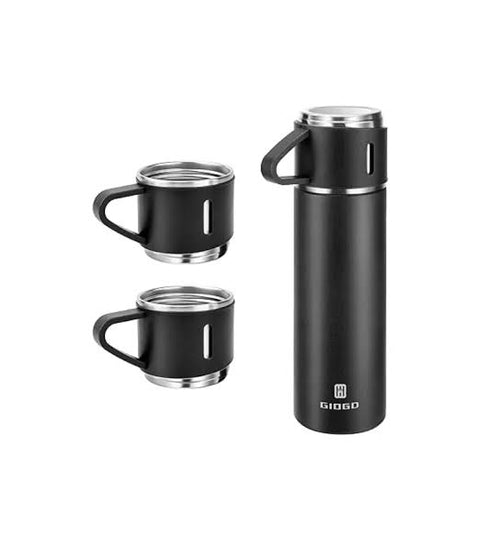 500ml Vacuum Flask Set – Double-Wall Stainless Steel Insulated Water Bottle with Silicone Handle & Lid | Premium Quality Thermos for Hot & Cold Beverages.