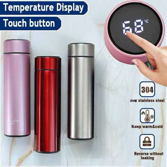 Smart LED Temperature Display Vacuum Insulated Water Bottle – 17oz/500ml Stainless Steel Thermo Flask for Hot & Cold Beverages.