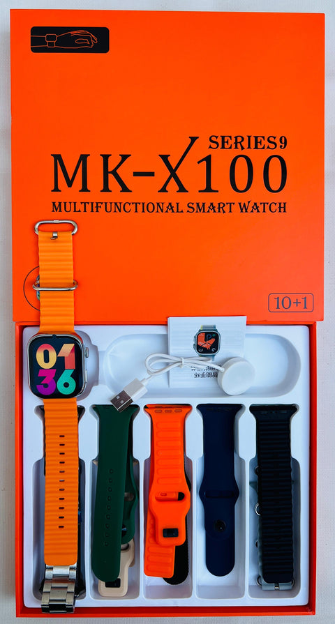 🔥 MK 100 Series 9 Smart Watch + 10 Straps – Style, Tech & Performance in One! ⌚✨