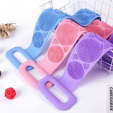 🛁 Silicone Bath & Shower Body Brush Belt – Double-Sided Exfoliating Scrubber (Pink)