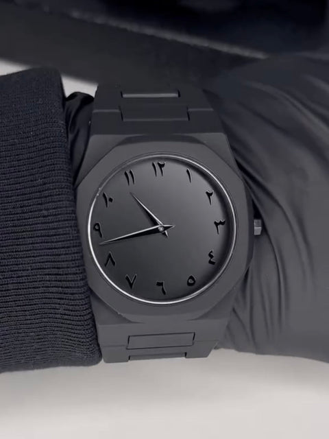 Arabic Aura Watch The Ultimate Black Aesthetic (fiber chained straps)🔥🔥